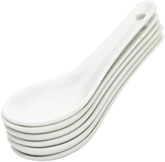 Jogo 6 Colheres Para Finger Food De Porcelana Branca - Ela Decora