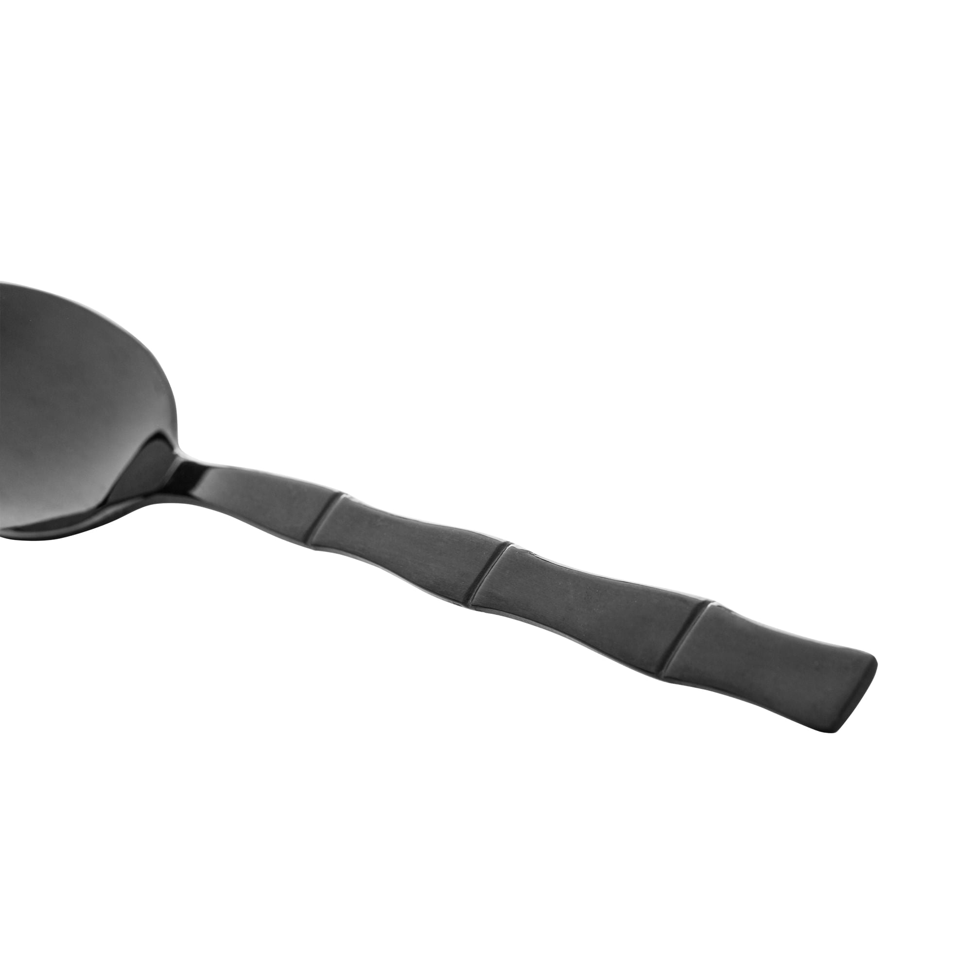 Jogo 6 Colheres para Sobremesa Estilo Bambu Aço Inox Elegant Preto Ônix 15,2 cm - Ela Decora