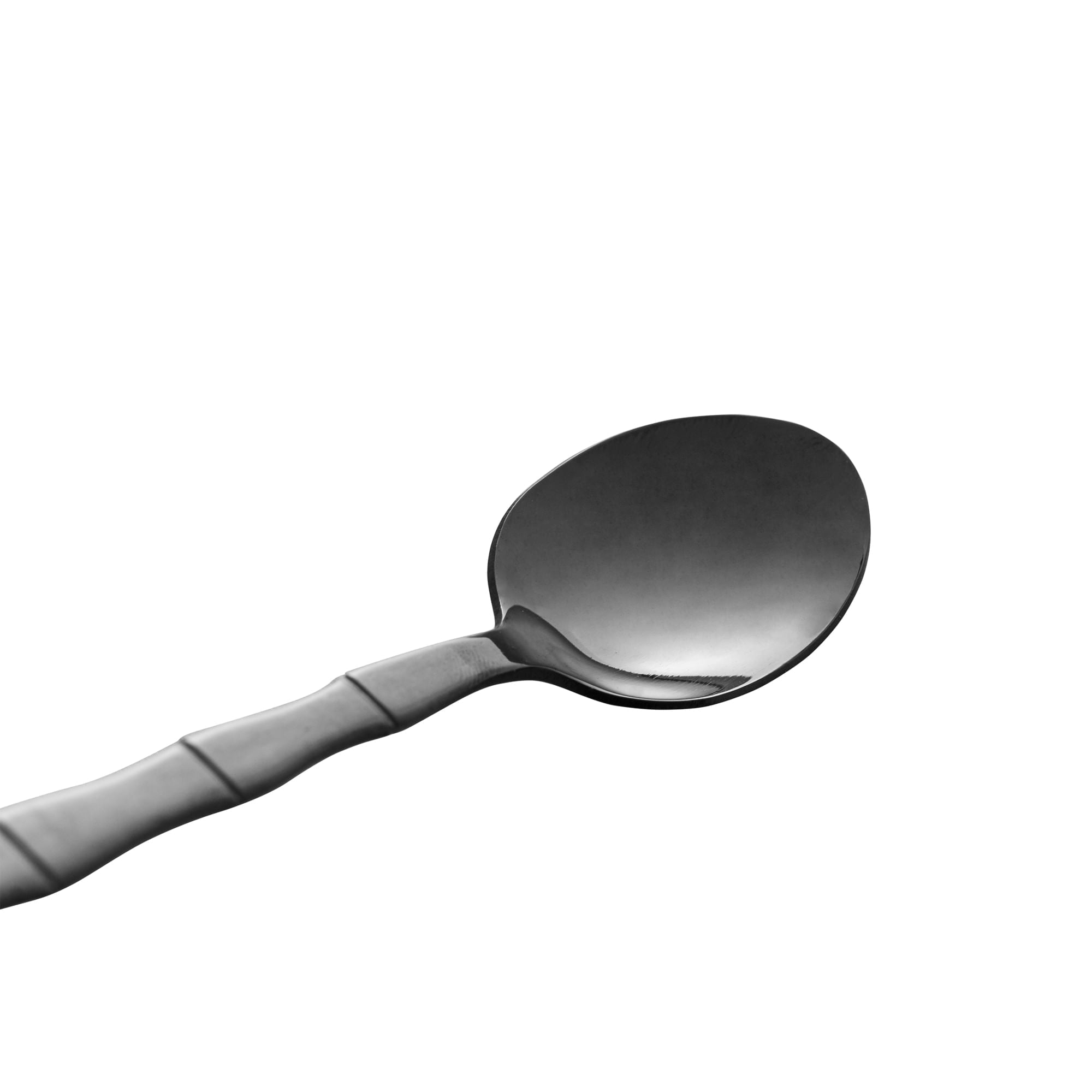 Jogo 6 Colheres para Sobremesa Estilo Bambu Aço Inox Elegant Preto Ônix 15,2 cm - Ela Decora