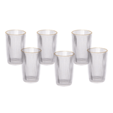 Jogo 6 Copos Altos Graffiato com Borda Dourada 370ml - Ela Decora