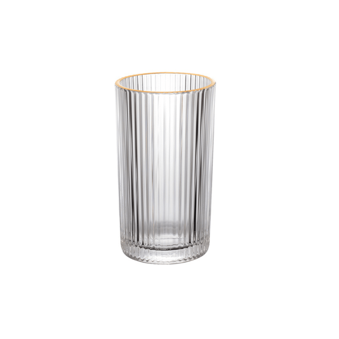 Jogo 6 Copos Altos Long Drink com Borda Dourada Graffiato 420ml - Ela Decora