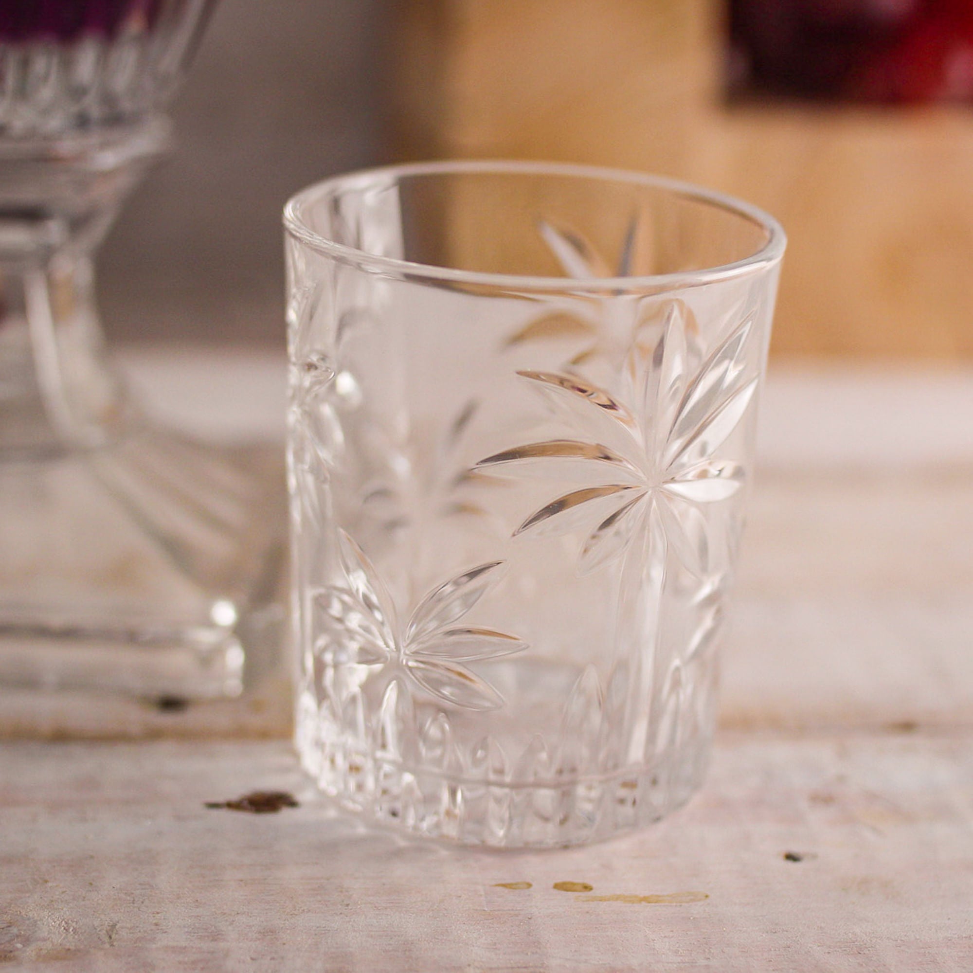 Jogo 6 Copos Baixos Palm Tree Cristal de Chumbo 340ml - Ela Decora
