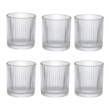 Jogo 6 Copos Baixos Whisky com Borda Dourada 320ml - Ela Decora