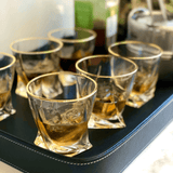 Jogo 6 Copos Baixos Whisky em Cristal com Borda Dourada 300ml - Ela Decora