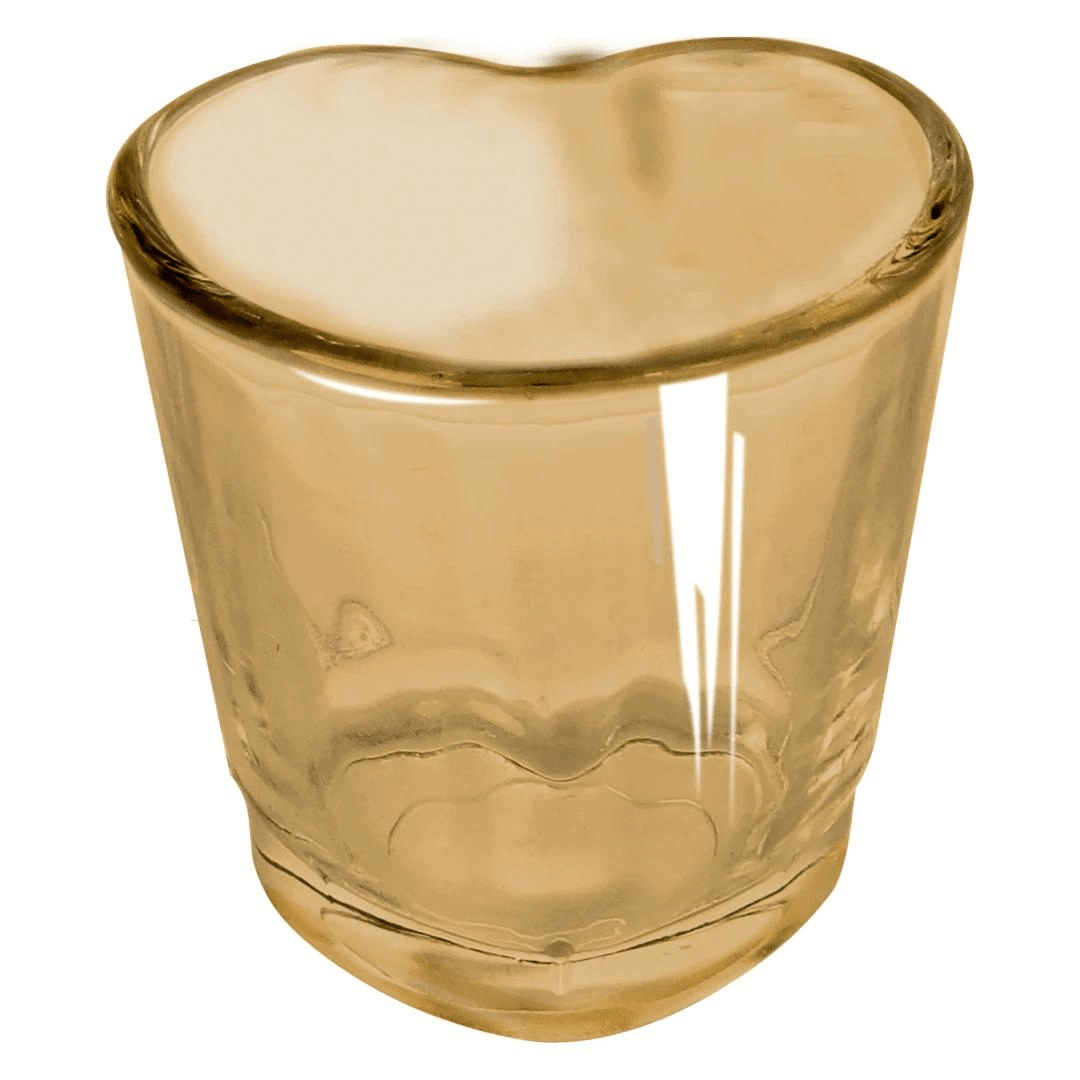 Jogo 6 Copos para Shot Licor de Vidro Coração Âmbar 45ml - Ela Decora