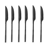Jogo 6 Facas para Churrasco Estilo Bambu Aço Inox Elegant Preto Ônix 22,3 cm - Ela Decora