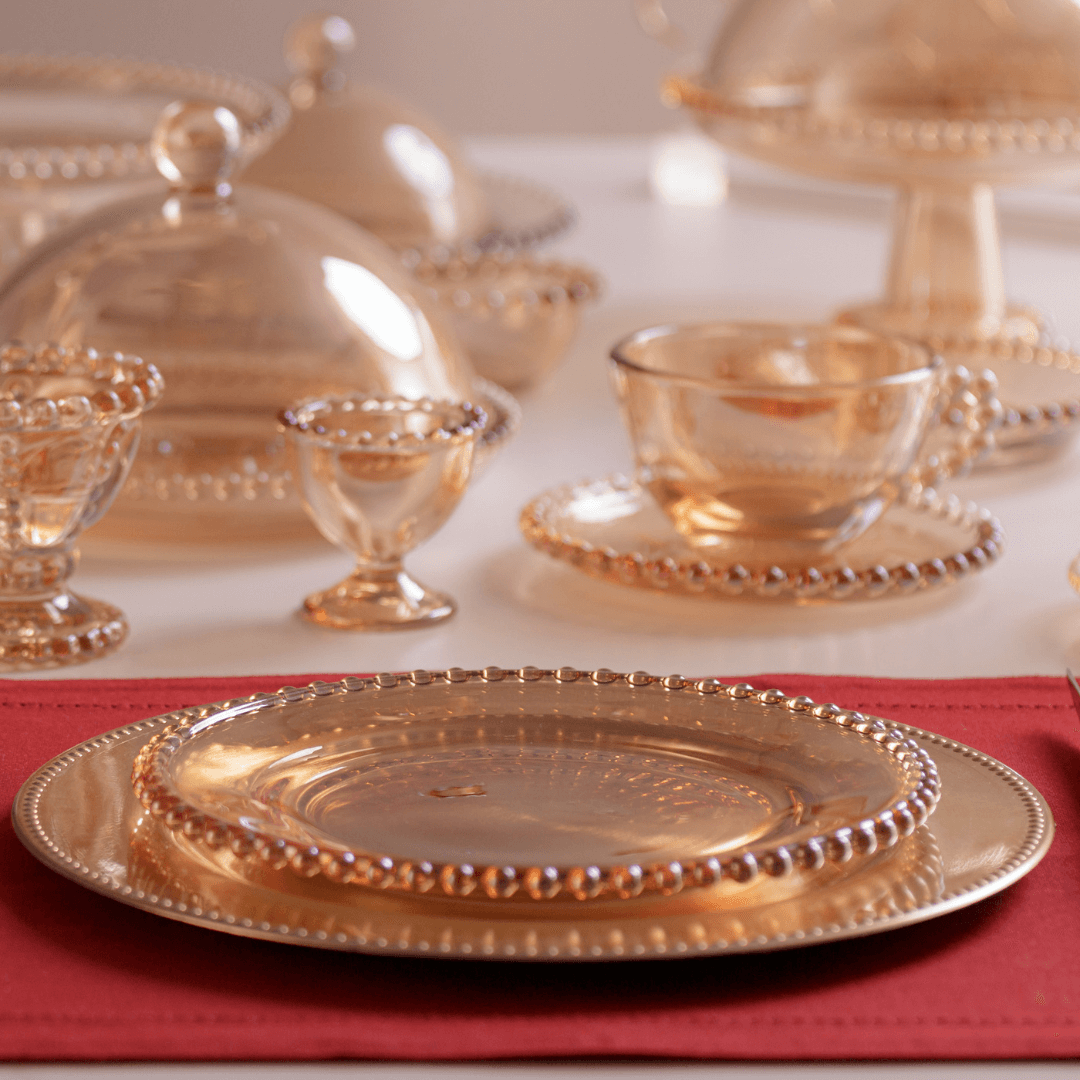 Jogo 6 Porta Ovos Cristal Pearl Âmbar 20cm - Ela Decora