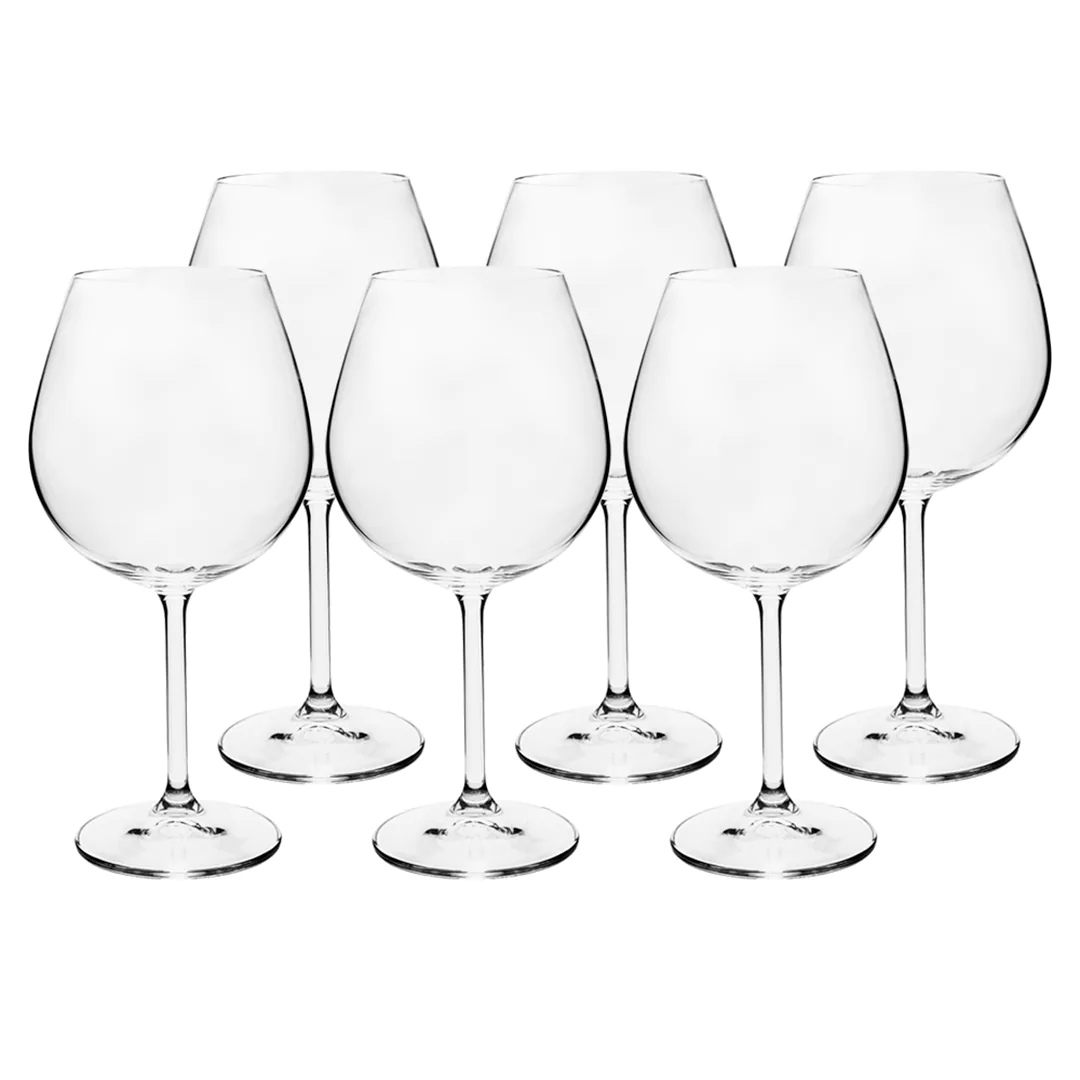 Jogo 6 Taças Bordeaux em Cristal 650ml - Ela Decora