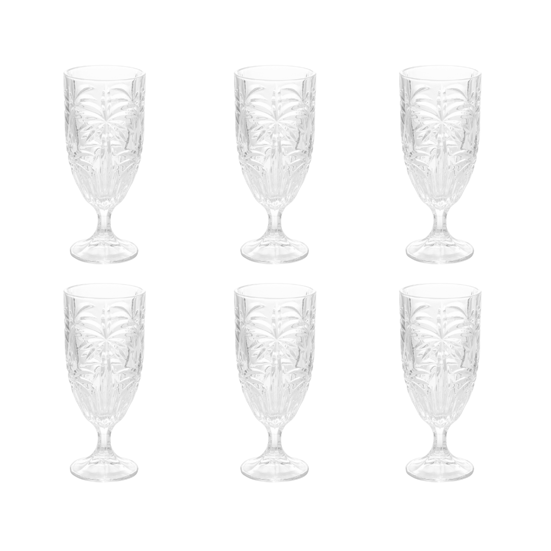 Jogo 6 Taças Cristal de Chumbo Palm Tree 450ml - Ela Decora