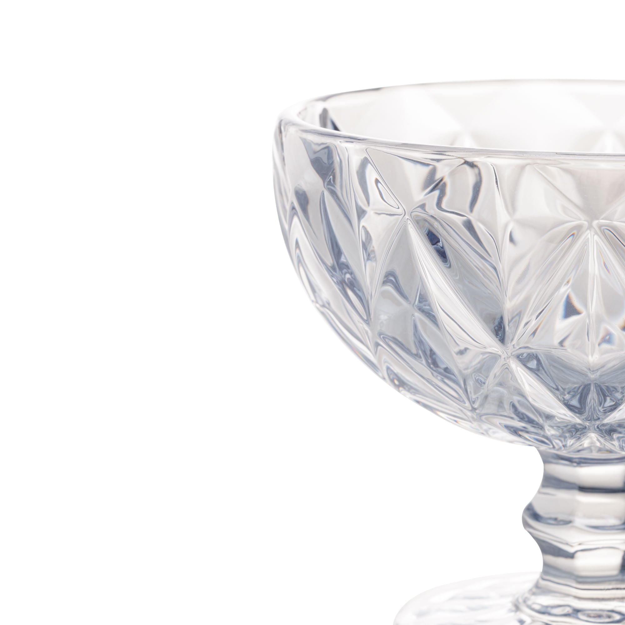 Jogo 6 Taças de Sobremesa de Vidro Diamond Transparente 310ml - Ela Decora