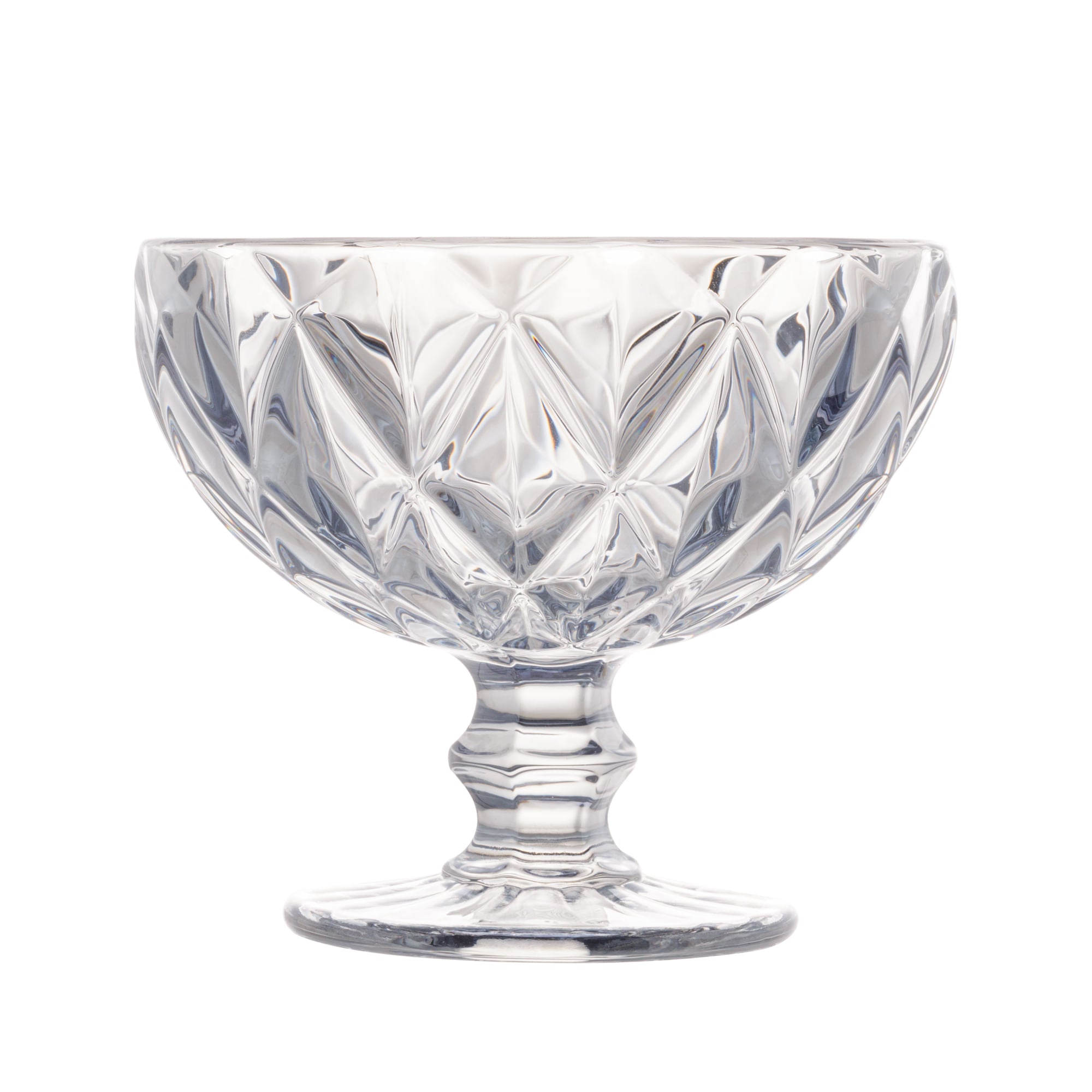 Jogo 6 Taças de Sobremesa de Vidro Diamond Transparente 310ml - Ela Decora
