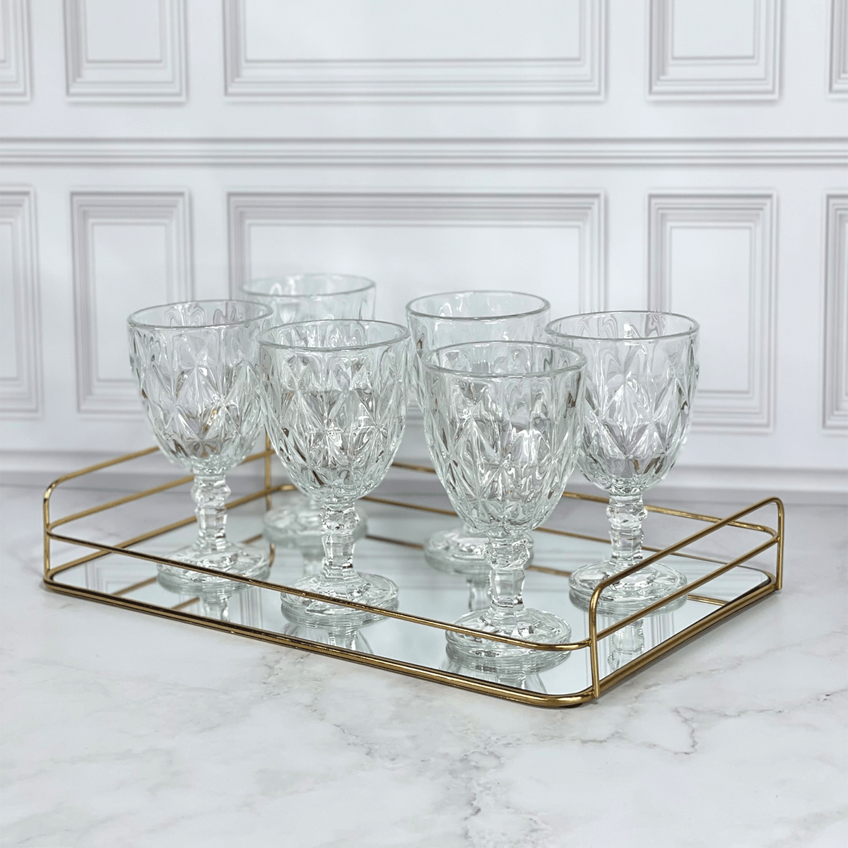 Jogo 6 Taças de Vidro DIamond 320ml - Ela Decora