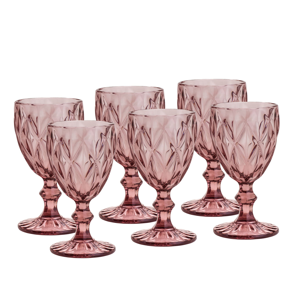 Jogo 6 Taças para Água de Vidro Diamond Lilás 325ml - Ela Decora