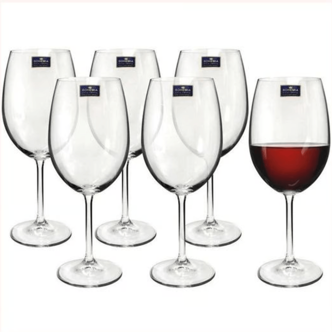 Jogo 6 Taças Vinho Tinto Cristal Titânio Colibri Bohemia 580ml - Ela Decora