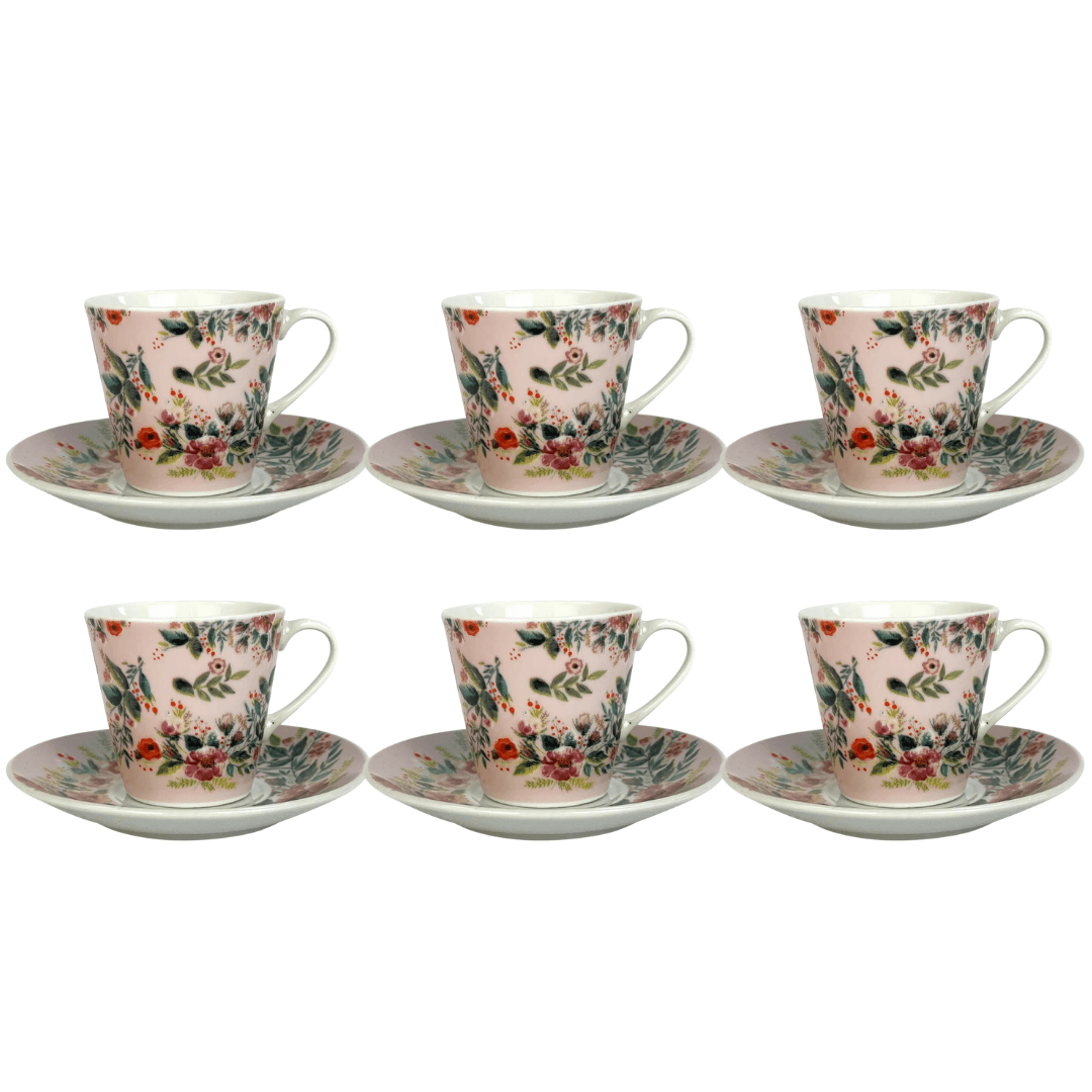 Jogo 6 Xicaras Bib Mood Coffe para Café com Pires Porcelana 90ml - Ela Decora
