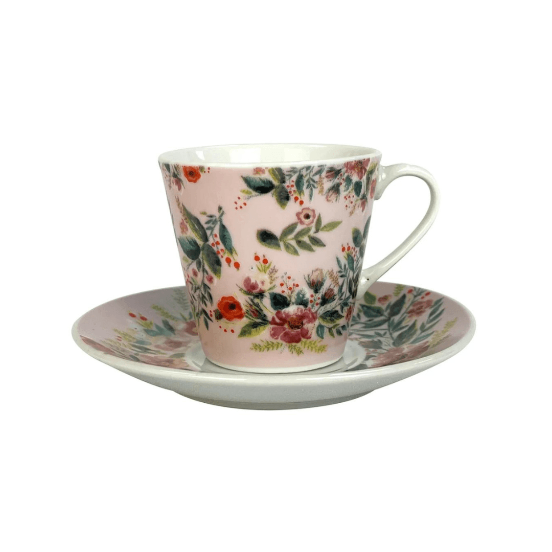 Jogo 6 Xicaras Bib Mood Coffe para Café com Pires Porcelana 90ml - Ela Decora