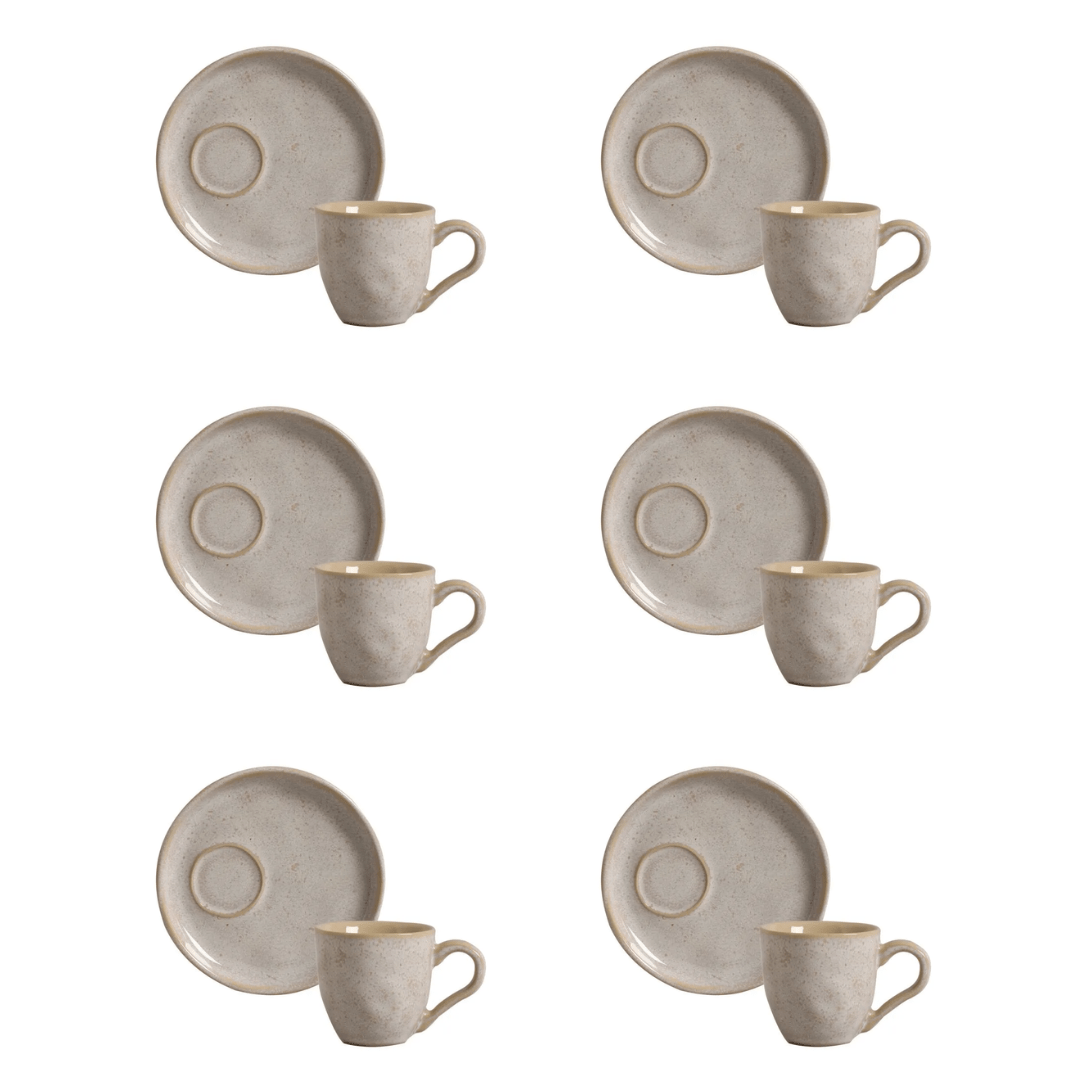Jogo 6 Xícaras de Café Bio Latte Descentralizado 70ml - Ela Decora