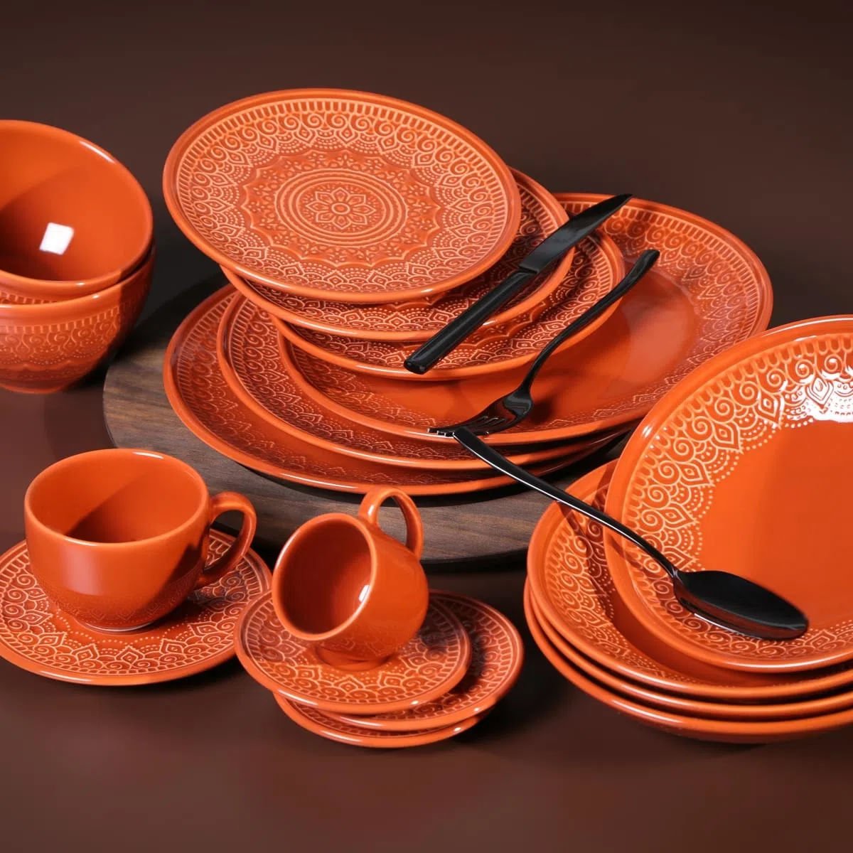 Jogo 6 Xícaras de Café com Pires Agra Cantaloupe Laranja 112ml - Ela Decora