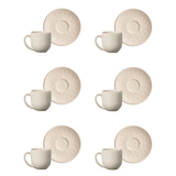 Jogo 6 Xícaras de Café com Pires Agra Cru 112ml - Ela Decora