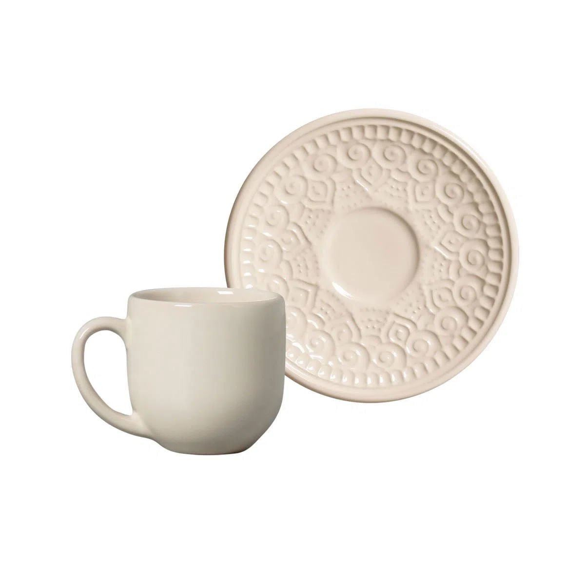 Jogo 6 Xícaras de Café com Pires Agra Cru 112ml - Ela Decora
