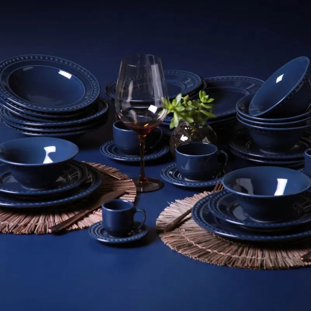 Jogo 6 Xícaras de Café com Píres Atenas Deep Blue 72ml - Ela Decora