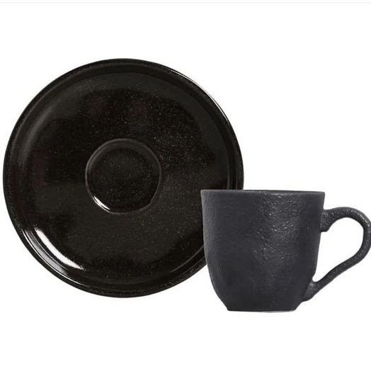 Jogo 6 Xícaras de Café com Píres Bio Black Sand 120ml - Ela Decora