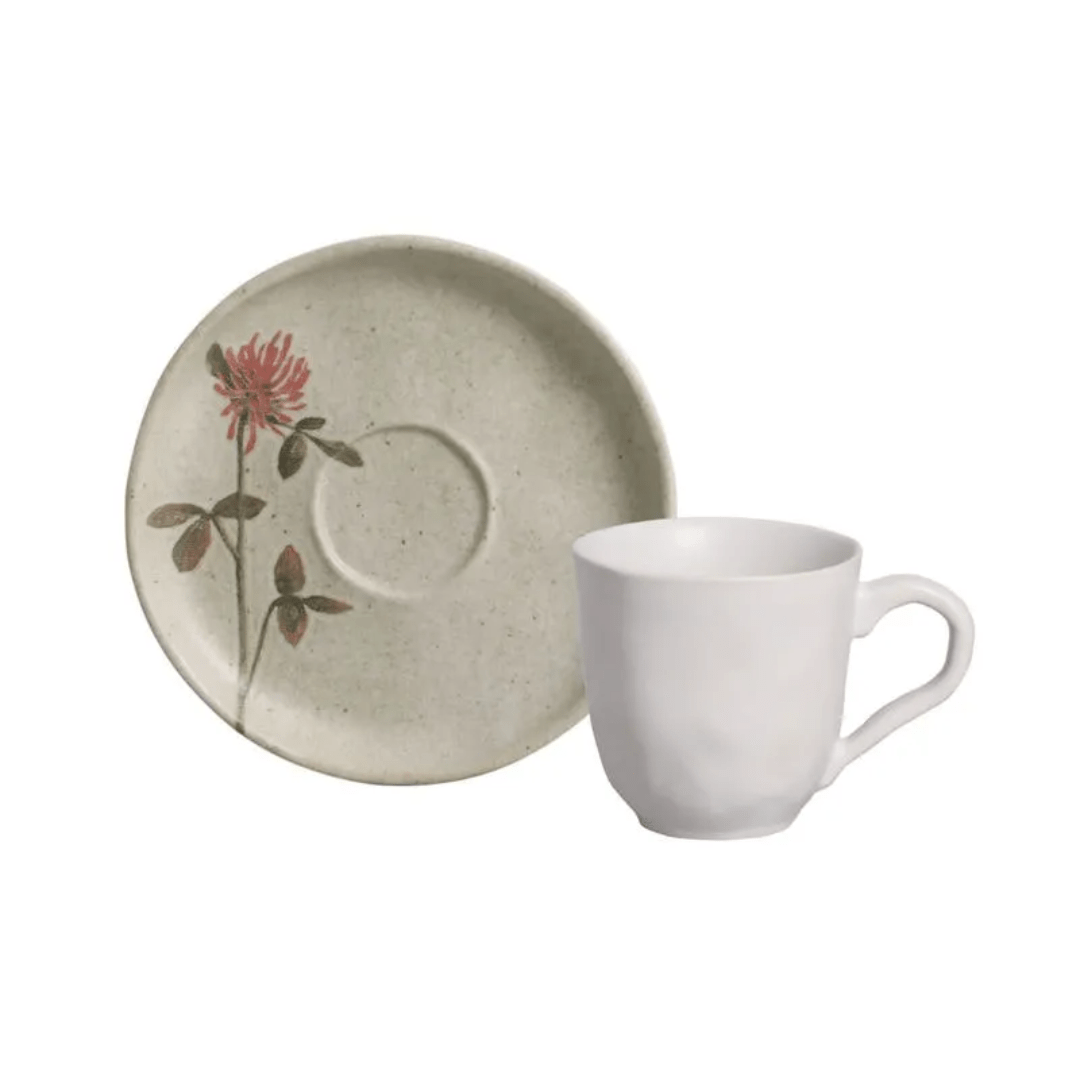 Jogo 6 Xícaras de Café com Pires Bio Campestre 120ml - Ela Decora