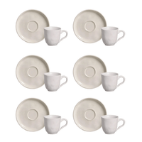 Jogo 6 Xicaras de Café com Píres Bio Clay Branca 120ml - Ela Decora