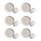 Jogo 6 Xicaras de Café com Píres Bio Clay Branca 120ml - Ela Decora
