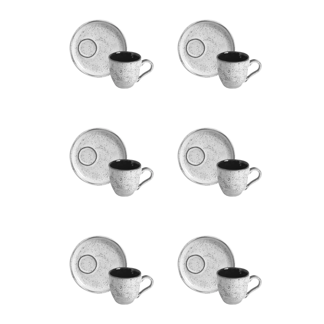 Jogo 6 Xícaras de Café com Pires Bio Echo Descentralizado 70ml - Ela Decora