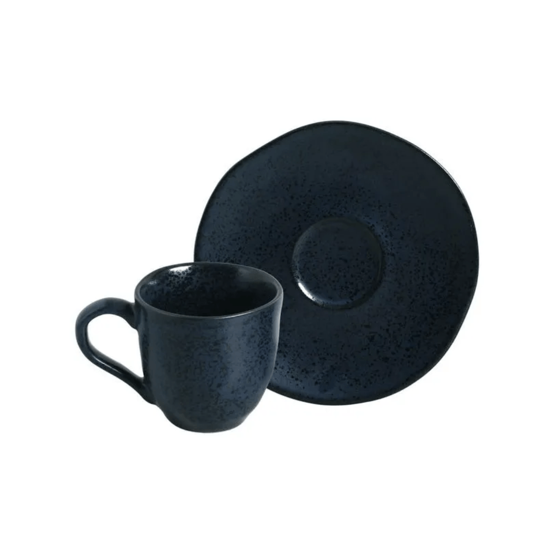 Jogo 6 Xícaras de Café com Pires Bio Night Blue 120ml - Ela Decora