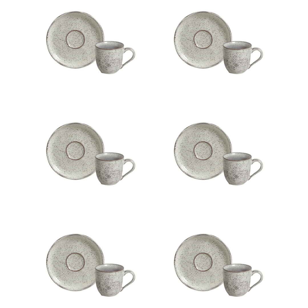 Jogo 6 Xicaras de Café com Pires Bio Pistache 120ml - Ela Decora