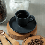 Jogo 6 Xícaras de Café com Pires Bio Preto Matte 120ml - Ela Decora