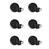 Jogo 6 Xícaras de Café com Pires Bio Preto Matte 120ml - Ela Decora