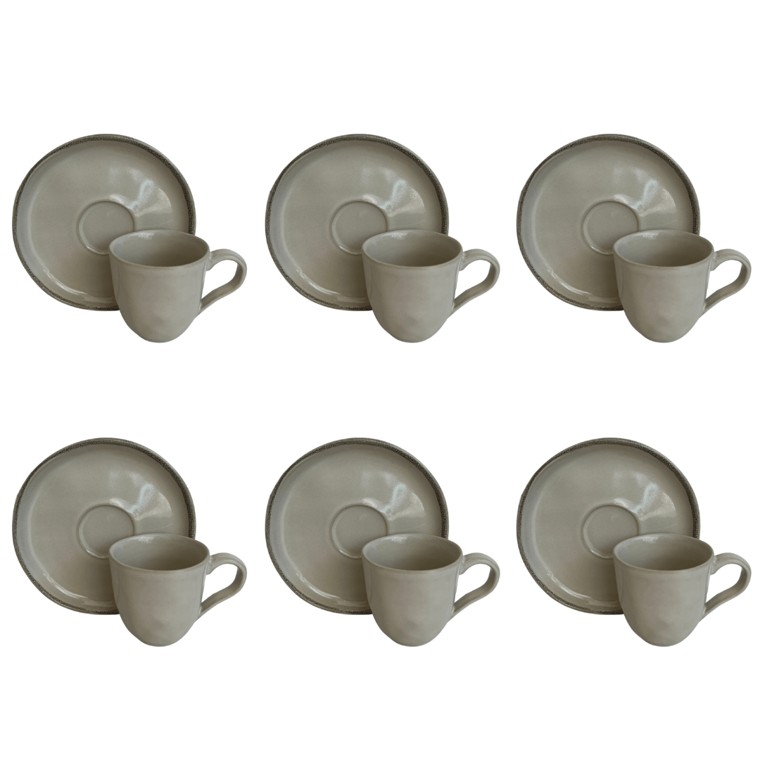 Jogo 6 Xícaras de Café com Píres Bio Rustic Clay 120ml - Ela Decora