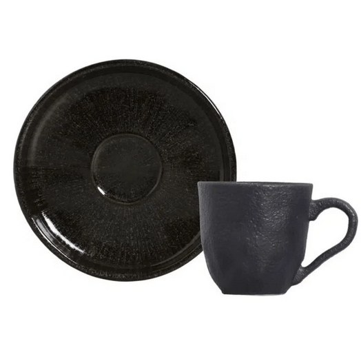 Jogo 6 Xícaras de Café com Píres Bio Stoneware Imo 120ml - Ela Decora