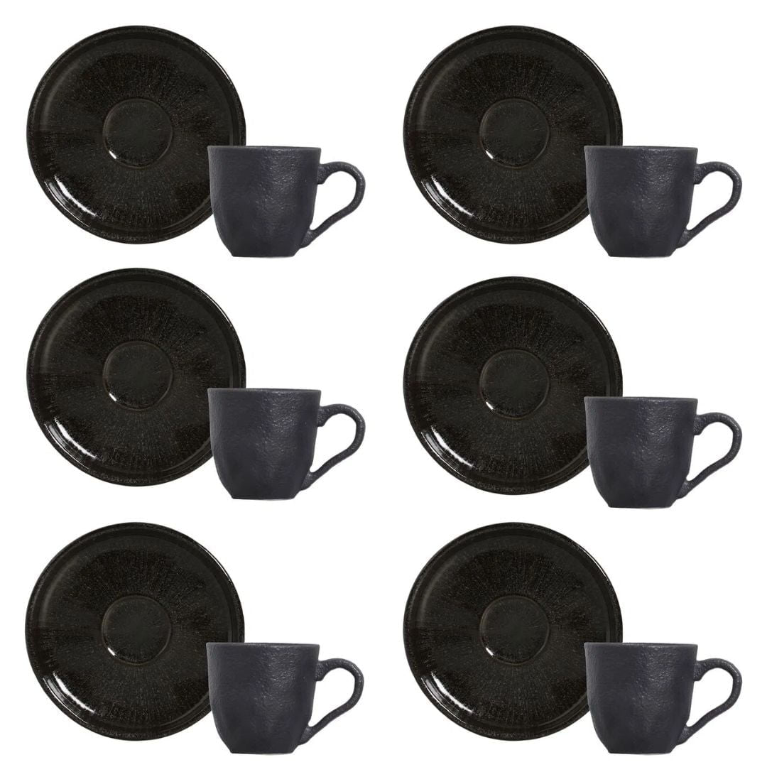 Jogo 6 Xícaras de Café com Píres Bio Stoneware Imo 120ml - Ela Decora