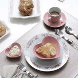 Jogo 6 Xícaras de Café com Pires em Porcelana L'amour Rosa 90ml - Ela Decora