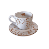 Jogo 6 Xicaras de Café com Pires Fio de Ouro Natal Christmas Day - Ela Decora