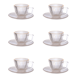 Jogo de Xicaras de Café com borda dourada e vidro canelado