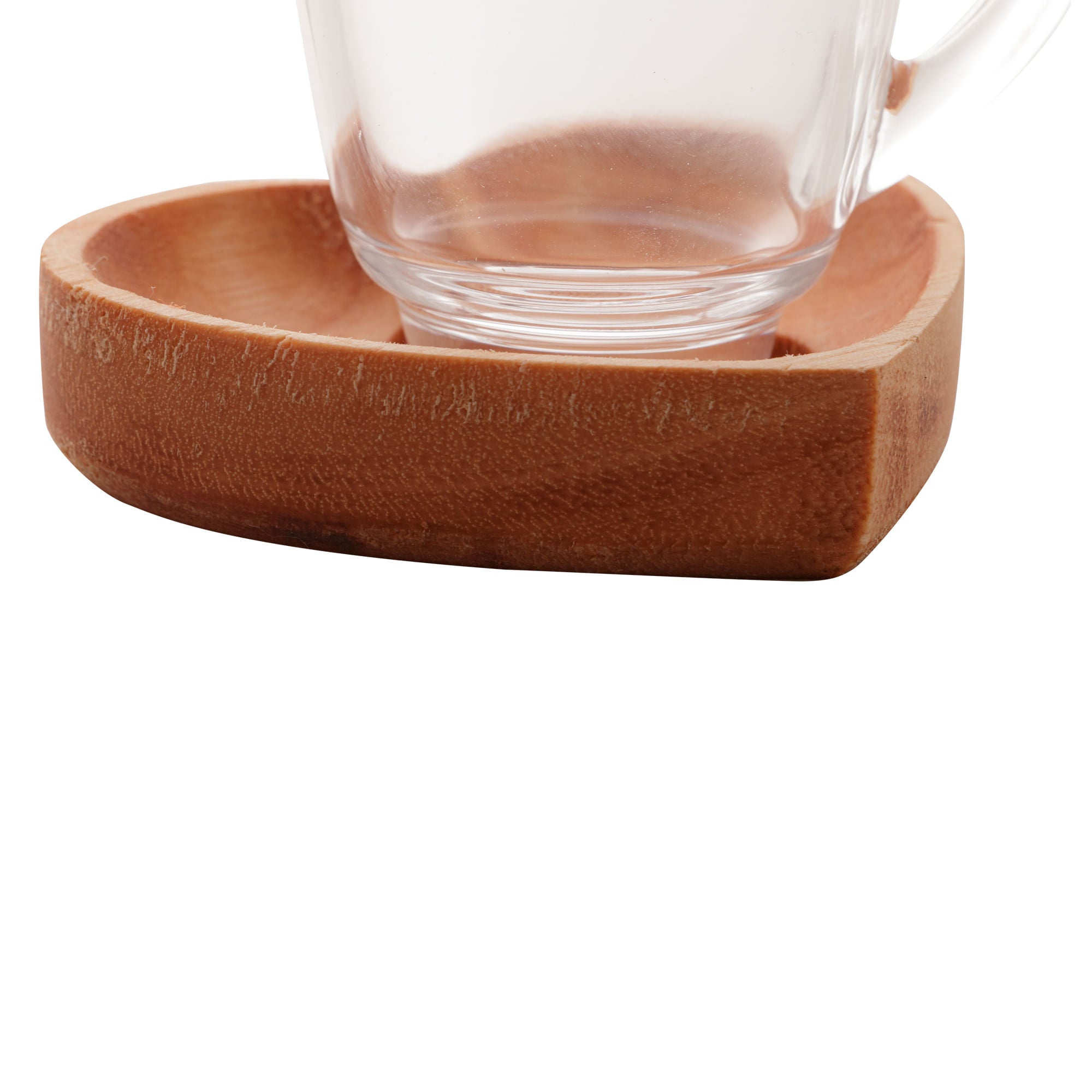 Jogo 6 Xícaras de Café Com Pires Madeira Coração Liptus 75ml - Ela Decora