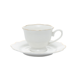 Jogo 6 Xícaras de Café com Pires Maldivas Branco com Fio de Ouro - Ela Decora