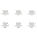 Jogo 6 Xícaras de Café com Pires Maldivas Branco com Fio de Ouro - Ela Decora