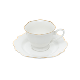 Jogo 6 Xícaras de Café com Pires Maldivas Branco com Fio de Ouro - Ela Decora