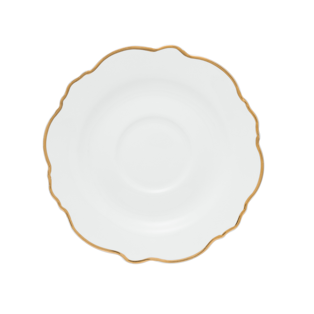 Jogo 6 Xícaras de Café com Pires Maldivas Branco com Fio de Ouro - Ela Decora