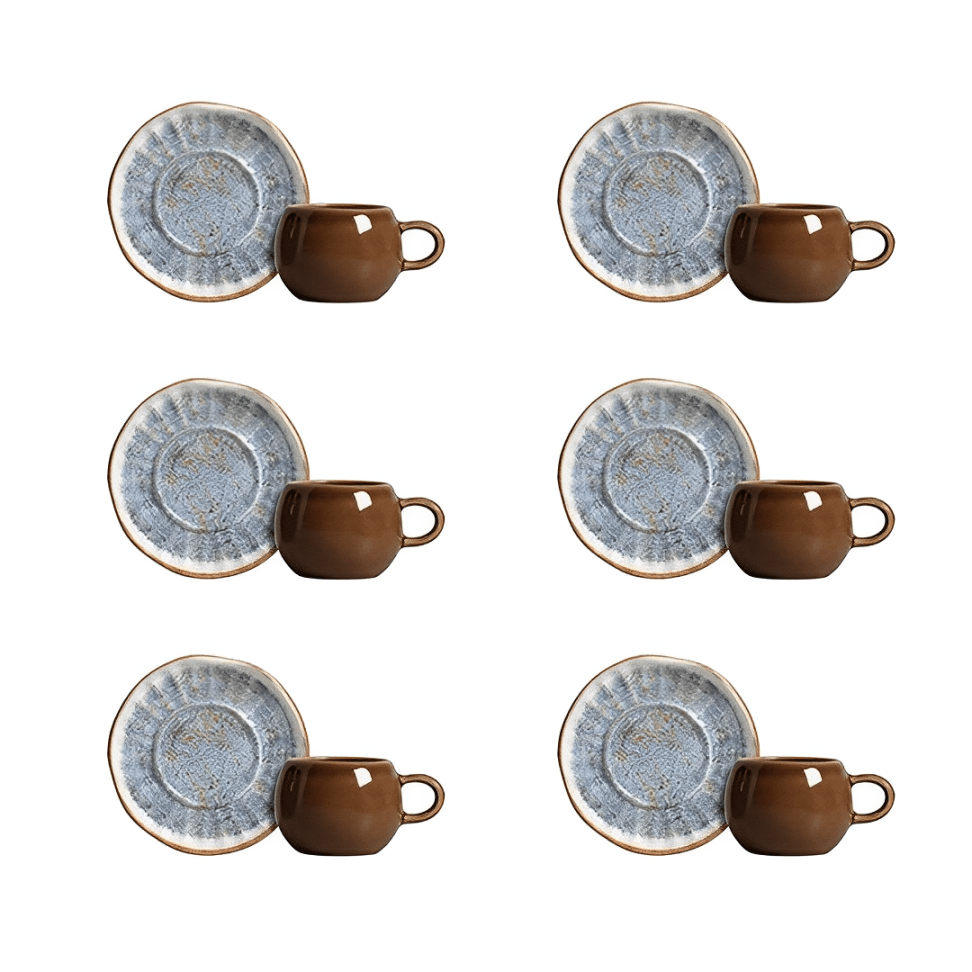 Jogo 6 Xícaras de Café com Pires Oreon Blue - Ela Decora