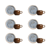 Jogo 6 Xícaras de Café com Pires Oreon Blue - Ela Decora
