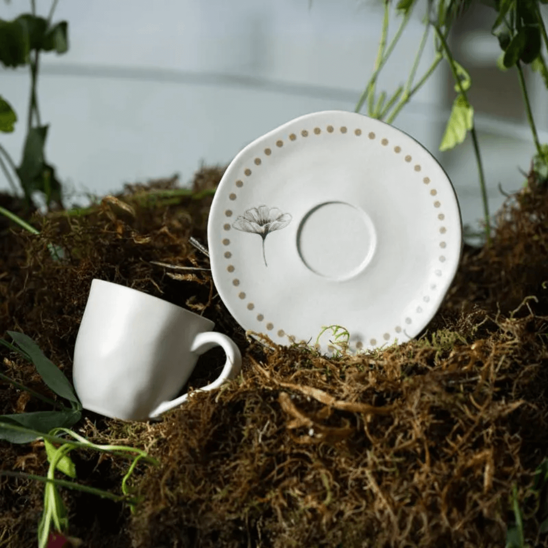 Jogo 6 Xícaras de Café com Pires Orgânico Amana 120ml - Ela Decora