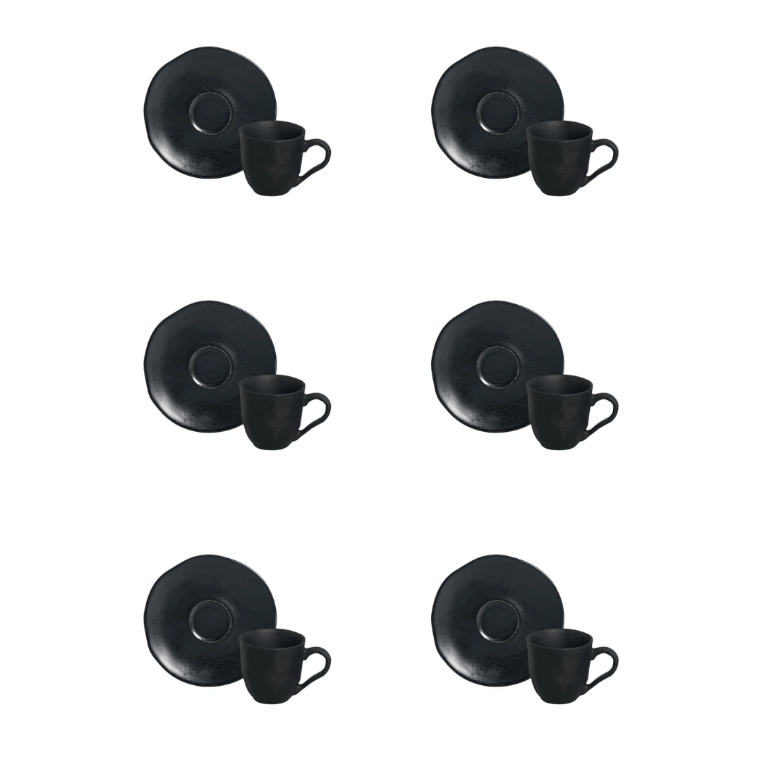 Jogo 6 Xicaras de Café com Pires Orgânico Eclipse 120ml - Ela Decora