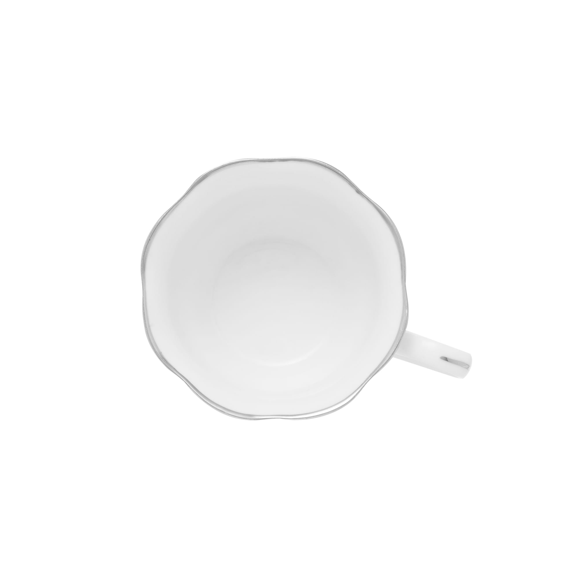 Jogo 6 Xícaras de Café Com Pires Porcelana Branco Com Fio Prateado - 80ml - Ela Decora